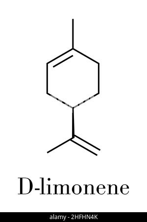 Limonene (D-limonene) citrus scent molecule. Skeletal formula. Stock Vector