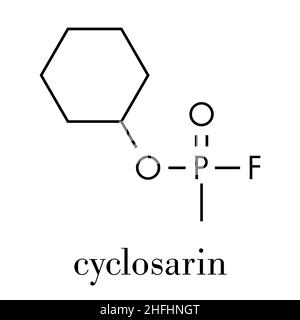 Cyclosarin nerve agent molecule (chemical weapon). Skeletal formula. Stock Vector