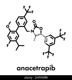 Anacetrapib hypercholesterolemia drug molecule. CETP (cholesterylester transfer protein) inhibitor for the treatment of elevated cholesterol levels. S Stock Vector