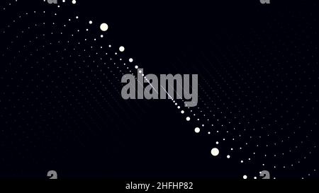 Futuristic technology video animation with moving object and lights, loop. Futuristic video animation with glowing particle object. Stock Photo