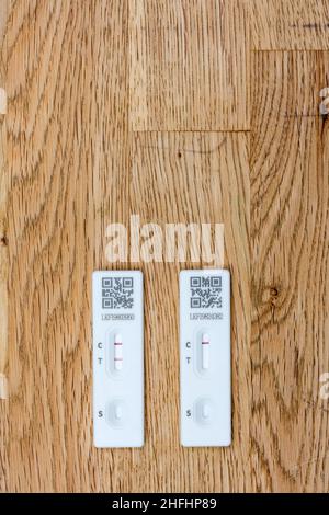 Positive and negative lateral flow device tests Stock Photo