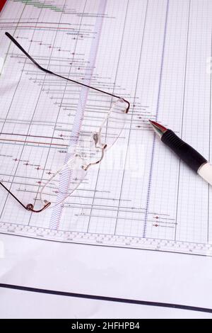 November 2011 - Construction project planning Gantt chart for critical path anaysis Stock Photo