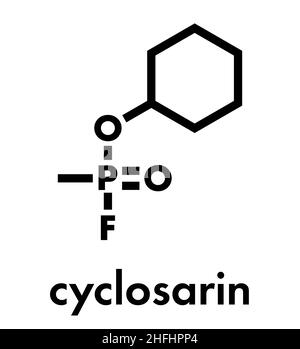 Cyclosarin nerve agent molecule (chemical weapon). Skeletal formula. Stock Vector