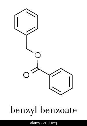 Benzyl benzoate drug molecule. Used as acaricide, scabicide, etc.  Skeletal formula. Stock Vector