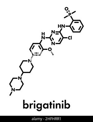 Brigatinib cancer drug molecule. Skeletal formula. Stock Vector