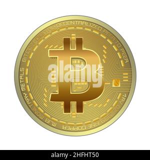 Bitcoin gold coin isolated on white background vector Stock Vector