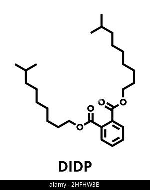 Diisodecyl phthalate (DIDP) plasticizer molecule. Skeletal formula. Stock Vector