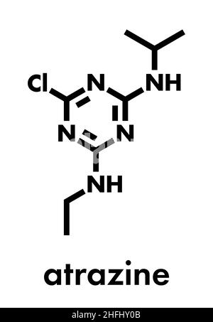 Atrazine broadleaf herbicide molecule. Skeletal formula. Stock Vector
