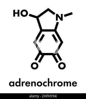 Adrenochrome molecule. Oxidation product of adrenaline. Skeletal formula. Stock Vector