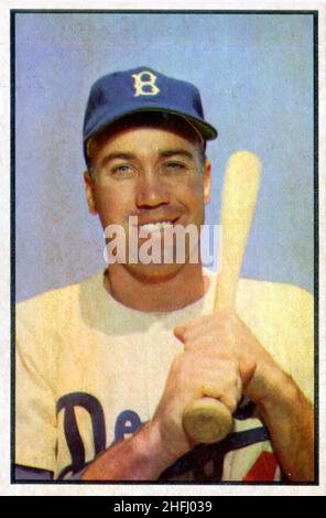 Duke Snider depicted on 1953 Bowman baseball card with the Brooklyn Dodgers Stock Photo
