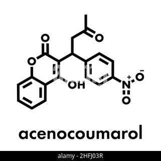 Acenocoumarol anticoagulant drug molecule (vitamin K antagonist ...