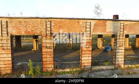 Cement production factory on mining quarry. Building industry with big cement tanks in the factory area. Stock Photo