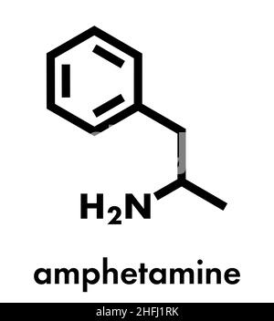 Amfetamine (amphetamine, speed) stimulant drug molecule. Skeletal formula. Stock Vector