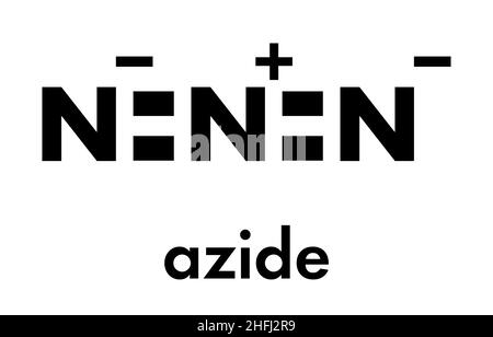 Azide anion, chemical structure. Azide salts are used in detonators and ...