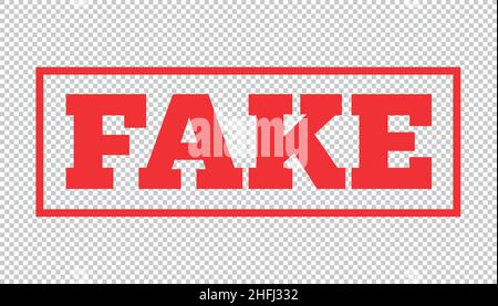 Fake Stamp in red Color on checked transparent background. Vector illustration. Eps 10 vector file. Stock Vector