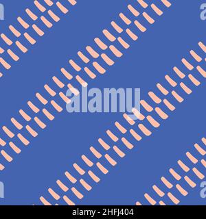 Abstract stitch style stripe vector pattern seamless background. Diagonal irregular running handstitch needle work effect striped backdrop. Simple Stock Vector