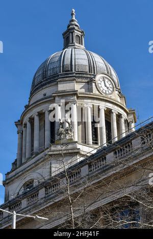 View of the dome of Nottingham City Council House located in the heart of Nottingham city in the East Midlands, England. Stock Photo