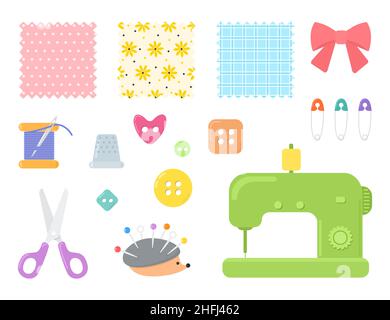 Cute Pink Sewing Machine Isolated on White Background Stock Vector
