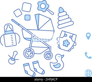 Outline baby store business discount card design. Stock Vector