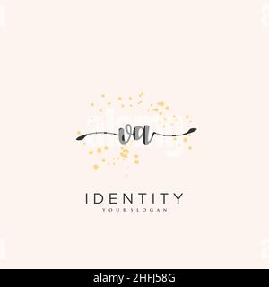 VA Handwriting logo vector art of initial signature, wedding, fashion, jewerly, boutique, floral and botanical with creative template for any company Stock Vector