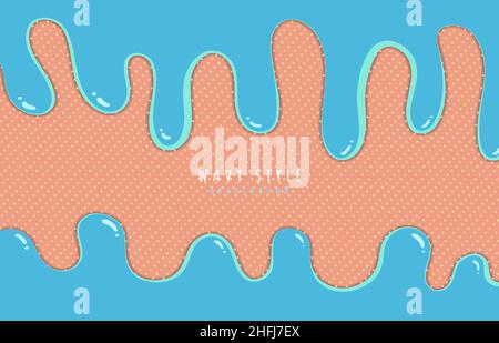 Abstract wavy design of blue ocean sea template style. Center copy space in the middle decorative background. Stock Vector