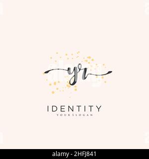 YR Handwriting logo vector art of initial signature, wedding, fashion, jewerly, boutique, floral and botanical with creative template for any company Stock Vector