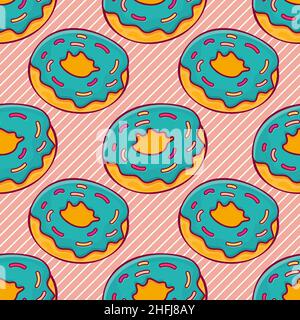 donut food seamless pattern vector illustration Stock Vector