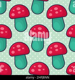 Mushrooms seamless pattern vector illustration Stock Vector