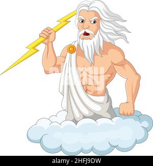 Cartoon zeus holding a thunderbolt Stock Vector