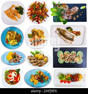 Collage of different meals isolated Stock Photo