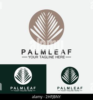 Tropical Palm leaf logo vector design template Stock Vector