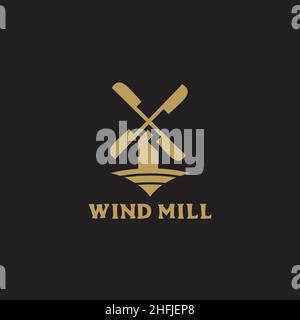 Windmill building icon logo design vector illustration template Stock Vector