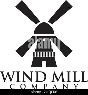 Windmill building icon logo design vector illustration template Stock Vector