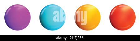 Set with glass colorful balls. Glossy realistic ball, 3D abstract vector illustration highlighted on a white background. Big metal bubble with shadow Stock Vector