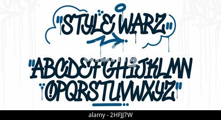 Bold Handwritten Hiphop Doodle Graffiti Street Art Style Font Alphabet. Vector Abstract Illustration Stock Vector