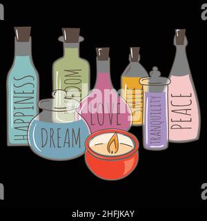 magic in old fashion apothecary jars, vector Stock Vector