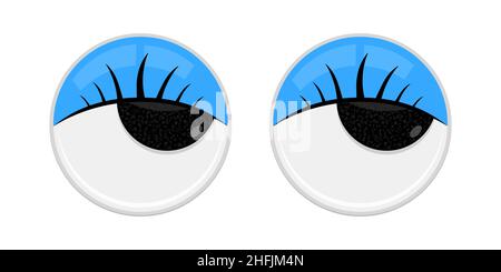 Plastic toy safety wobbly eyes flat style design vector illustration isolated on white background. Stock Vector