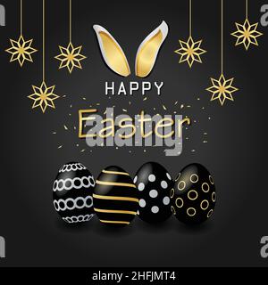 Happy Easter Shiny postcard greeting card flyer invitation vector illustration Stock Vector