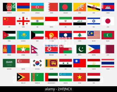 Asia vector national flag collection Stock Vector