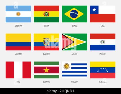 South America vector national flag collection Stock Vector