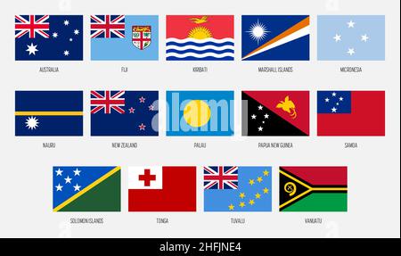 Australia and Oceania vector national flag collection Stock Vector