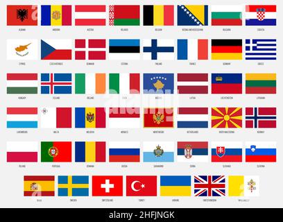 Europe vector national flag collection Stock Vector