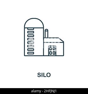 Silo icon. Line element from farming collection. Linear Silo icon sign for web design, infographics and more. Stock Vector