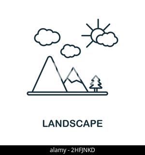 Landscape icon. Line element from farming collection. Linear Landscape icon sign for web design, infographics and more. Stock Vector