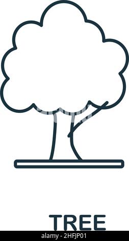 Tree icon. Line element from farming collection. Linear Tree icon sign for web design, infographics and more. Stock Vector