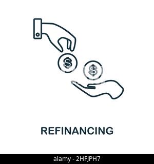 Refinancing icon. Line element from economic crisis collection. Linear Refinancing icon sign for web design, infographics and more. Stock Vector