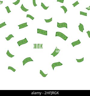 Falling paper banknotes, dollar money rain. Flying money earnings luck, fortune in lottery. Vector white background Stock Vector