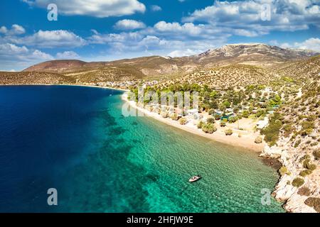 Aerial view of the beach Saranti, Greece Stock Photo