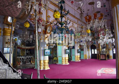 Interior of Chota Imambara, Palace of lights. Built by the third Nawab of Lucknow, Muhammad Ali Shah, in 1838, Husainabad, Lucknow, Uttar Pradesh, Ind Stock Photo