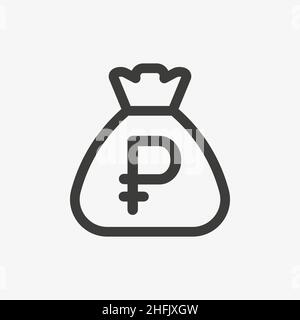Ruble icon. Sack with russian currency symbol Stock Vector